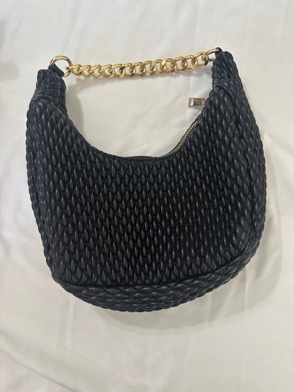 Urban Expressions Black Braided Shoulder Bag with Gold Chain